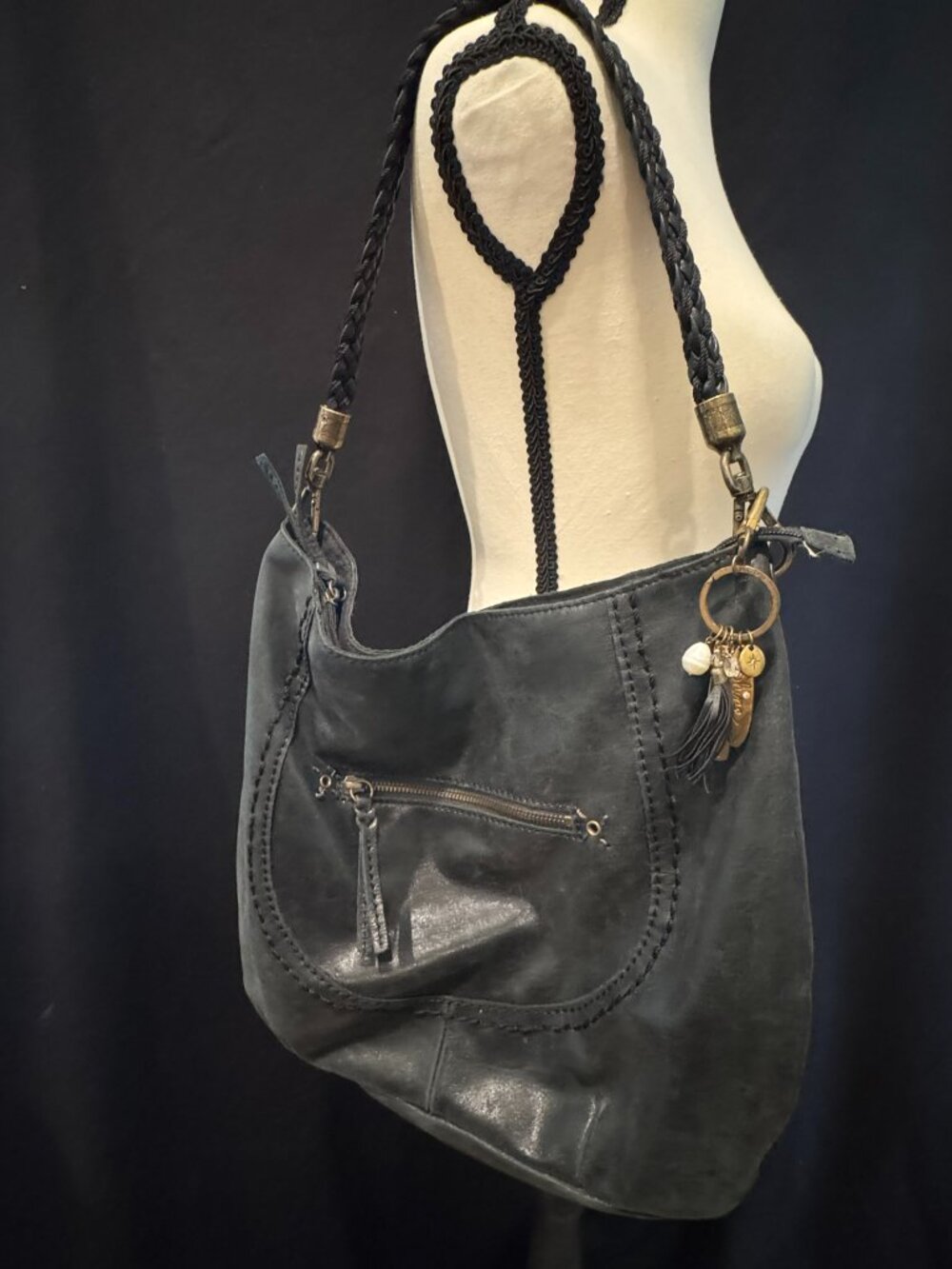 The Sak Black Leather Hobo Shoulder Bag